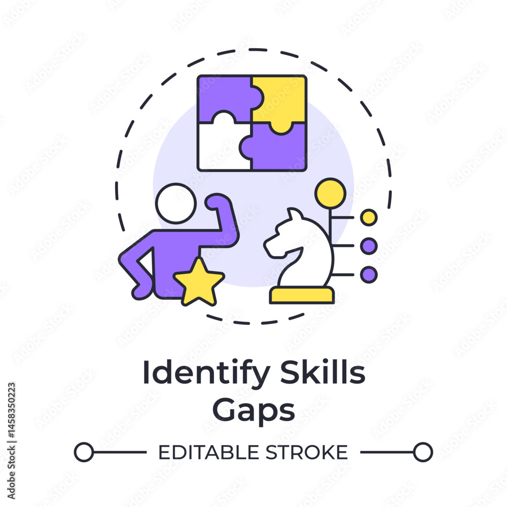 Poster identifying skills gaps multi color concept icon. defining employee incompetence. workforce forecast