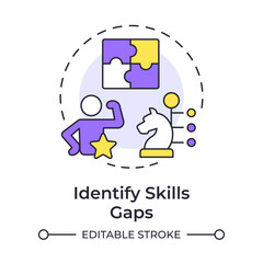 Identifying skills gaps multi color concept icon. Defining employee incompetence. Workforce forecasting. Round shape line illustration. Abstract idea. Graphic design. Easy to use blog post