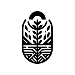 Minimalist Abstract Tree and Roots Logo in Black and White