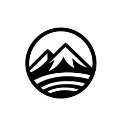 Minimalist Mountain Logo in Circle - Outdoor Adventure Emblem