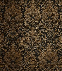 Intricate gold & black damask, seamless pattern  , motif, brocade
