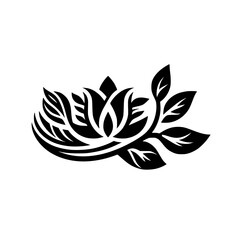 Obraz premium Minimalist Floral Vector Design: Black and White Leaves and Blossoms