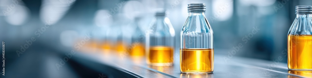 Poster dynamic view of vegetable oil production in a bright factory environment showcasing modern processin