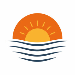 Sunset logo icon sinking sun vector icon on white background.