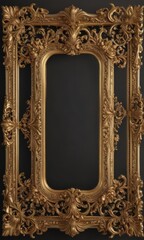 Ornate gold floral frame, classic vintage scrollwork design , border, filigree design