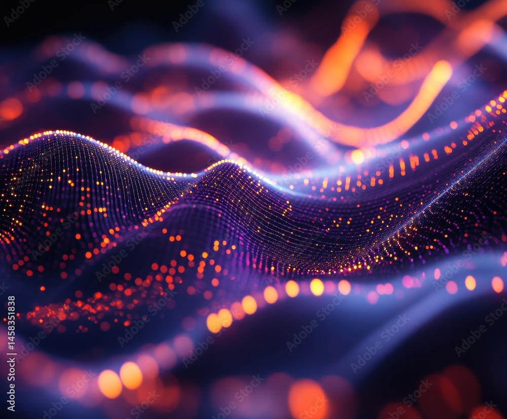 Poster digital wave: a captivating depiction of data streams, visualized as undulating digital waves. featu