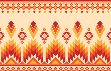 Native american pattern. Design for Embroidery, Indigenous, ethnic, fabric, abstract, red, yellow, orange.