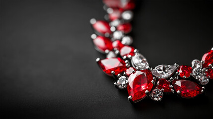 elegant red diamond necklace accessorie on black background