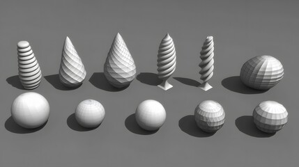 Low Poly 3D Models Collection Geometric Shapes Spheres Cones