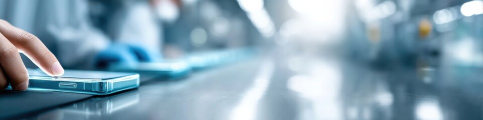 Dynamic view of phone case production in a busy manufacturing facility with a focus on craftsmanship