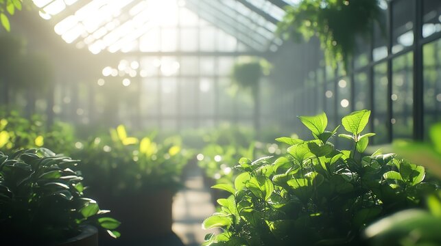 Explore a bright greenhouse filled with lush greenery and sunlight for plant lovers and gardening enthusiasts