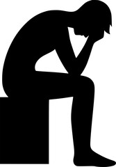 Depressed Silhouette of a Person Sitting