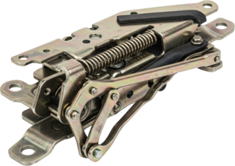 Automotive Seat Recline Mechanism Detailed Close up of Metal Parts Spring and Lever System