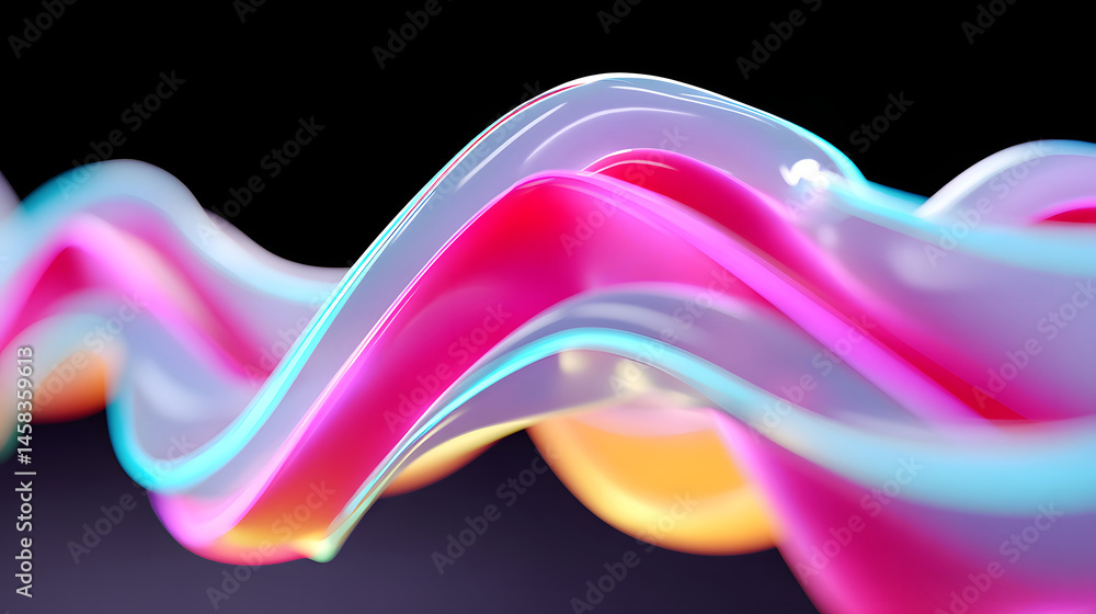 Aufkleber abstract neon glowing geometric lines 3d rendering business background