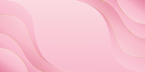 Elegant pink luxury background with golden wavy lines. Suitable for beauty design, templates, banners, cards, covers, awards, sales, events, websites, pages and more