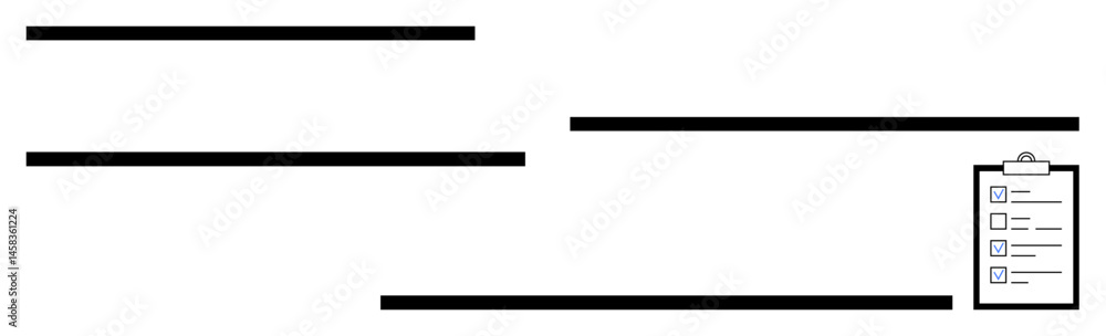Aufkleber minimal horizontal lines with a small clipboard checklist icon on the right side. ideal for organiza