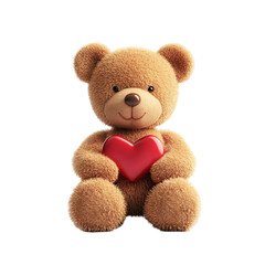 Obraz premium Cute teddy bear holding a red heart Valentine's Day love affection