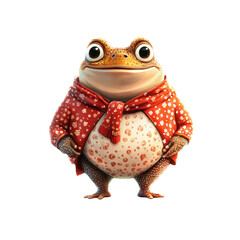 Charming Cartoon Toad in Festive Red Cardigan and Scarf