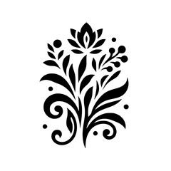 Black and White Floral Motif on White Background