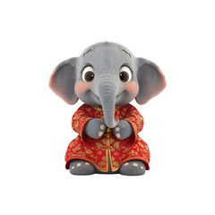 Adorable Baby Elephant in Traditional Chinese Clothing