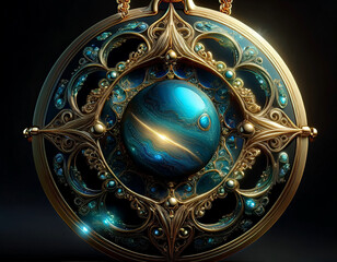 Fototapeta premium Mysterious Galaxy Planet Pendant design - 신비로운 팬던트, 은하계 행성 팬던트 디자인