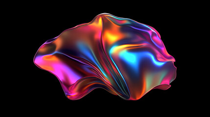 Obraz premium Abstract iridescent glass sculpture on a dark background studio shot with dynamic lighting and smooth surface reflection for modern art