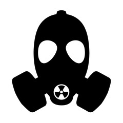 Gas mask silhouette symbolizing toxic air awareness, environmental caution