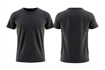 Dark gray, crew-neck, short-sleeve tee, front and back views