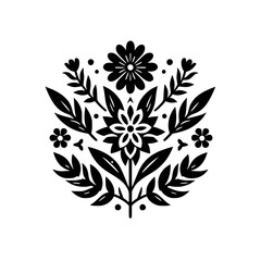 Fototapeta premium Elegant Black & White Floral Ornament, Minimalist Design for Print
