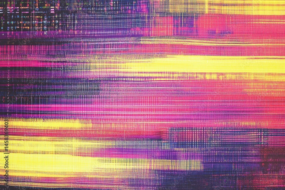 Poster abstract digital glitch: a vibrant composition of color and movement, depicting digital distortion a