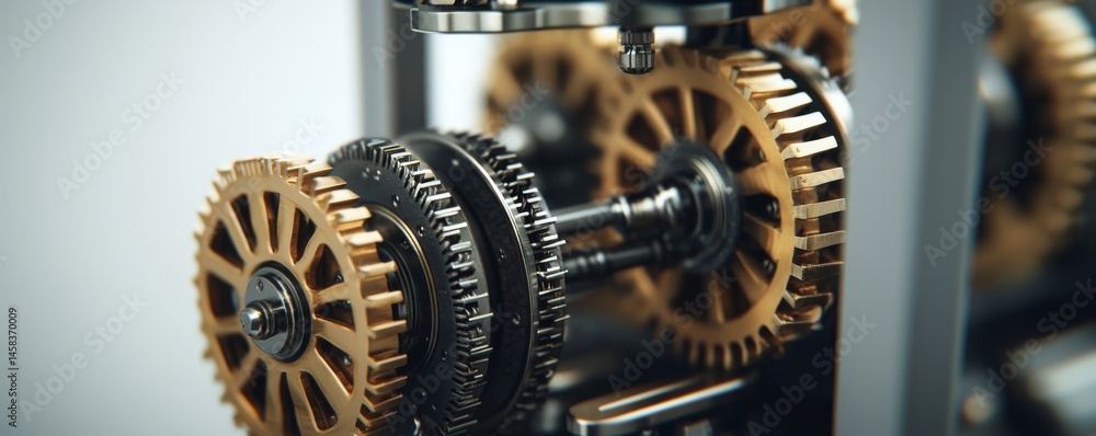 Poster close-up of interlocking gears showcasing intricate mechanical design.