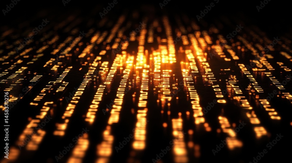 Poster illuminated grid: a captivating visual representation of data, with rows of radiant lines glow in th