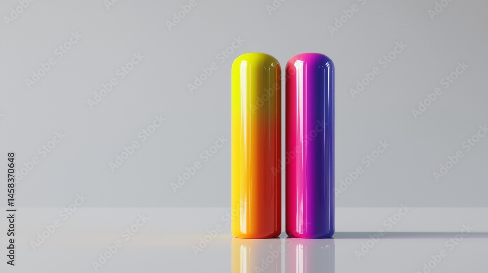 Poster colorful abstract shapes create a vibrant composition on a simple background.