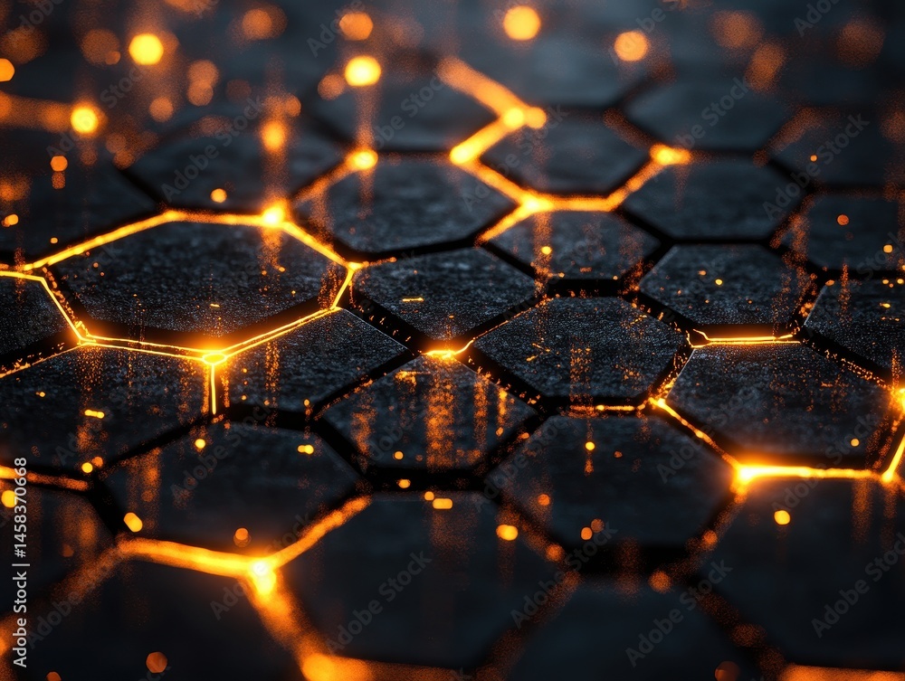 Poster abstract technological network: a captivating close-up view of an abstract technological network, sh
