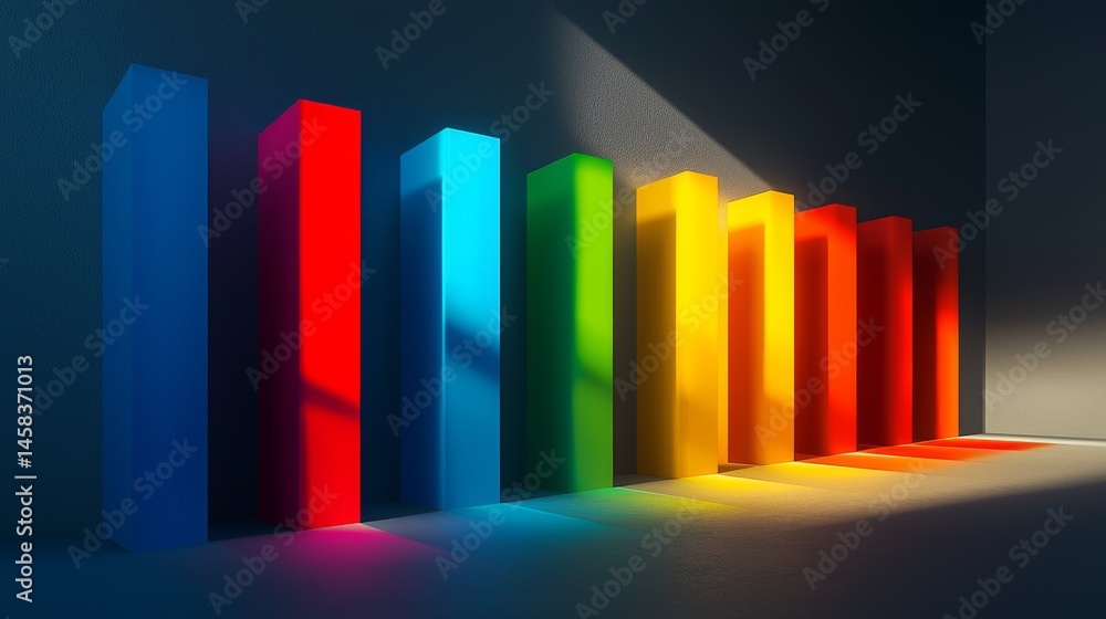 Aufkleber colorful bars representing data visualization in a modern workspace.