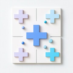 Obraz premium Health icons arrangement modern clinic graphic design minimalist space top-down view clinical theme for visual impact