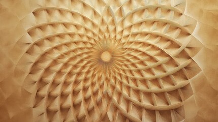 Elegant weaving patterns in concentric circles, artfully composed on tan paper