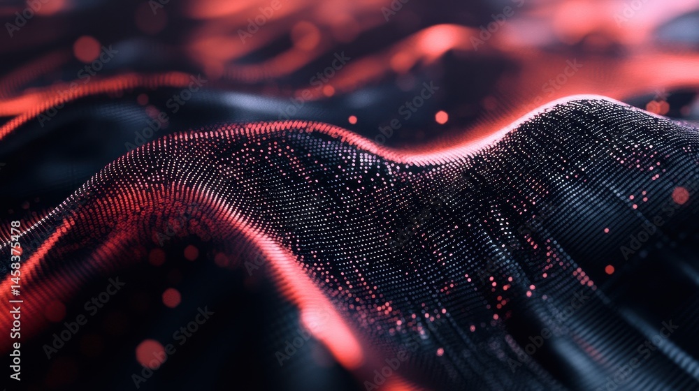 Poster dynamic data: a digital wave of interconnected data points pulses with an otherworldly glow, rendere