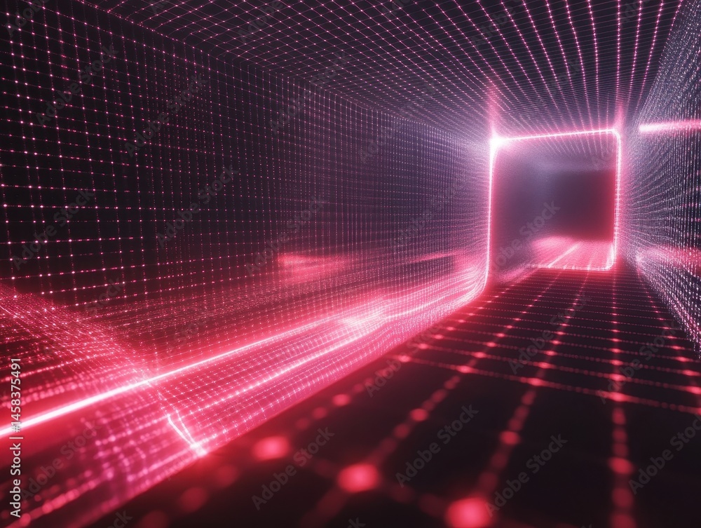 Poster digital pathway to innovation: an abstract representation of a digital tunnel with dynamic light str
