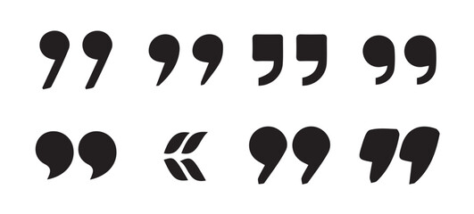 Quote icon set. Quote Icon Object, Quote Icon Picture, Quote Icon Image.quotation marks black isolated vector icon set. Speech mark icons. vector illustration eps 10.