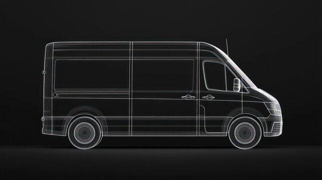 Delivery van wireframe model clean transportation vector design