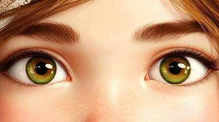 Fototapeta premium Closeup child eyes hazel green iris soft light detailed texture
