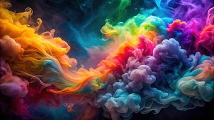 Fototapeta premium Vibrant colored smoke swirls on a dark canvas , texture, cloud detail, texture, cloud detail