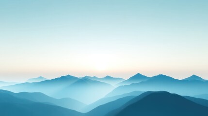 Fototapeta premium Serene Blue Mountain Range at Dawn