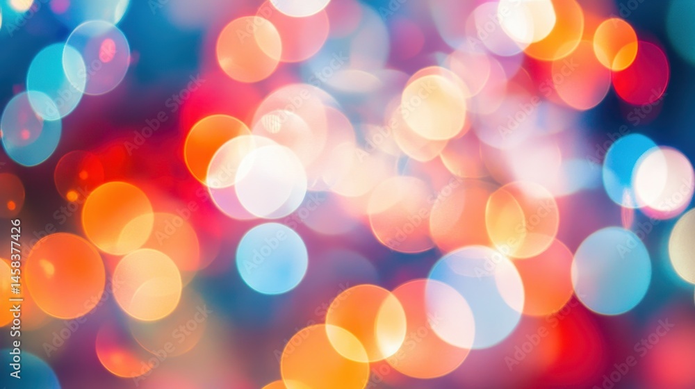 Poster chromatic symphony: capturing a vibrant mosaic of bokeh lights, this image is a dance of color, blen