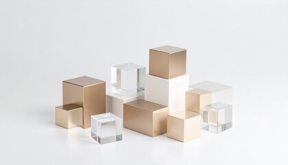 Elegant Gold and Clear Cubes Abstract Product Display Background