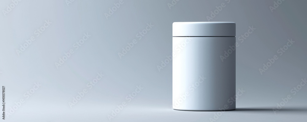 Poster minimalistic white container on a soft background, perfect for creative product display.