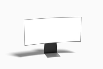 Realistic 4K LCD curved screen TV or monitor mockup on white background