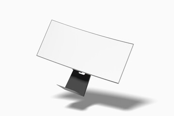 Realistic 4K LCD curved screen TV or monitor mockup on white background
