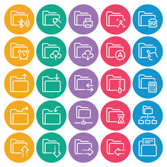 Circle color outline icons set for Archive folder